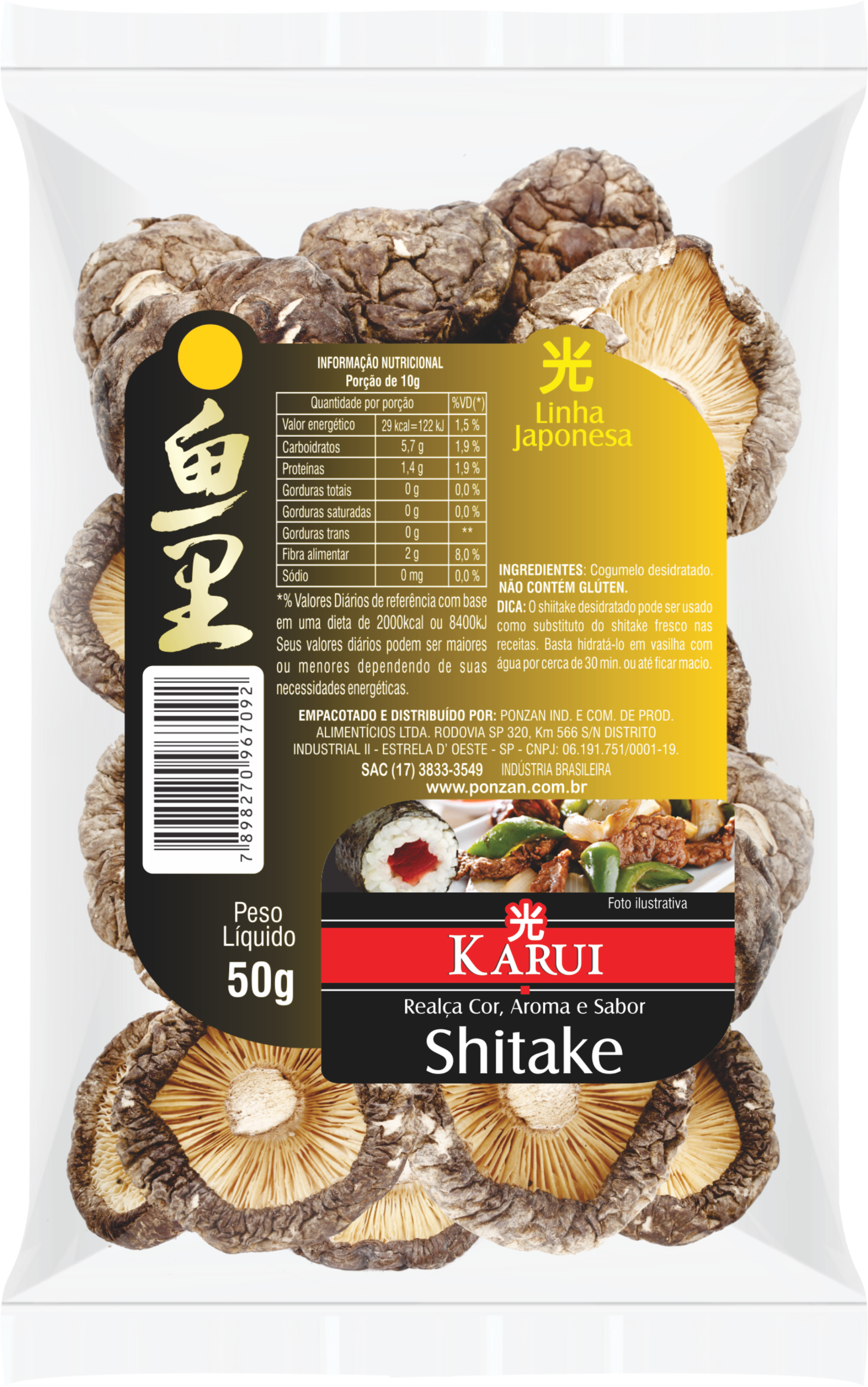 Cogumelo Desidratado Shitake - 100 gramas - Hachi8